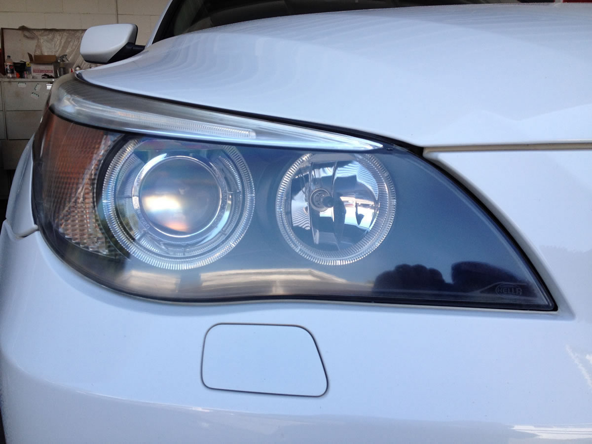 BMW 530i Headlights After Restoration Right Headlight View